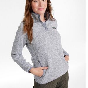 L.L. Bean Womens XSize Small Sweater Fleece Pullover Snap T Light Heather Gray